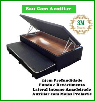 CAMA BOX BAÚ COM AUXILIAR 